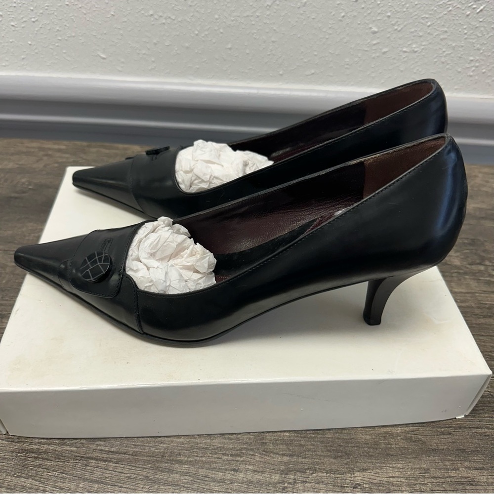 Via Spiga Black Pointed Leather 3” Heels Pumps NWB - Picture 4 of 12